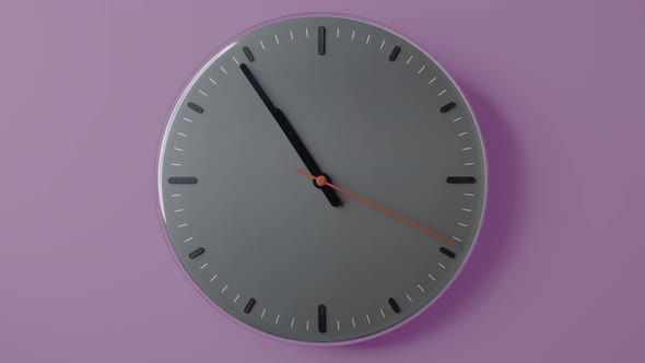 Clock Face Timelaplse Full Rotate Magenta Purple Background
