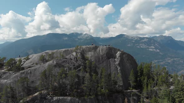Aerial view of Chief Mountain during a cloudy day. Taken in Squamish, North of Vancouver, British Co alt