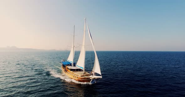 Aerial View of the Palinuro Sailing Ship at Sea