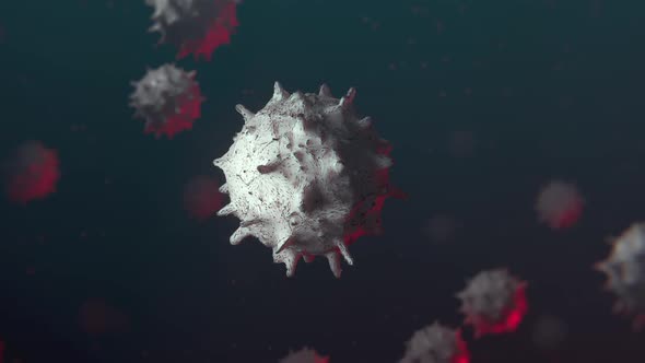 Macro Nucleus Corona Virus Cells Spreading and Floating in Living Organism alt