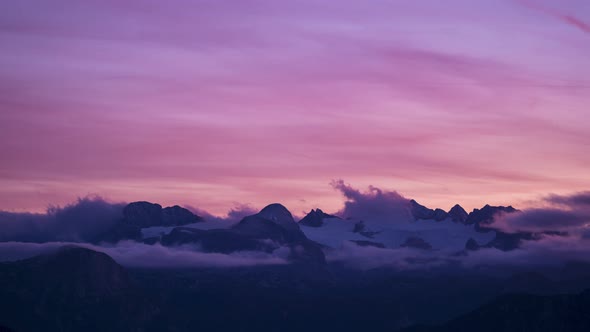 Time Lapse Dachstein Glacier After Sunset