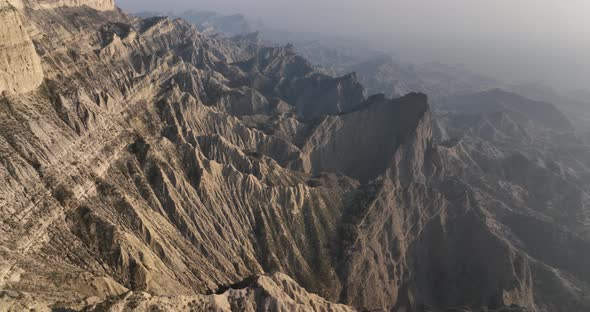 Aerial view of beautiful textures and hills in Vashlovani national park. Gorgeous place in Georgia. alt
