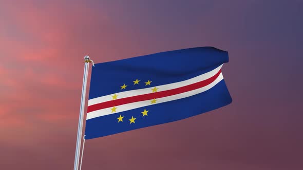 Flag Of Cape Verde Waving