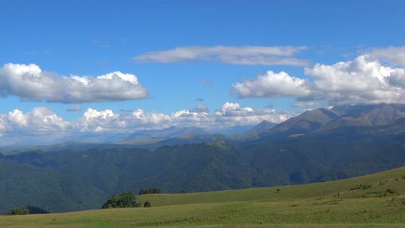 View mountains scenes in national park Dombai, Caucasus