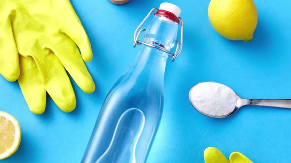 Vinegar, Lemons, Washing Soda, Gloves and Brush alt