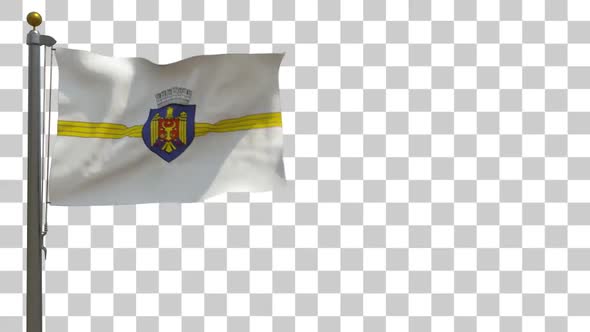 Chisinau City Flag on Flagpole with Alpha Channel alt