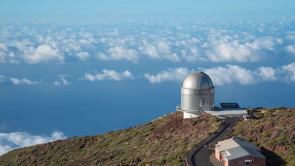 View Of Observatories From Top Of Roque De Los Muchachos, La Palma