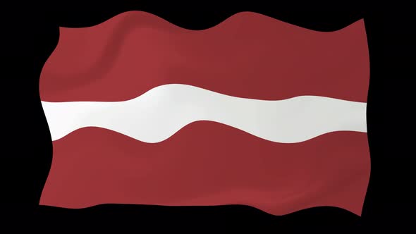 Latvia Flag Wave Motion Black Background