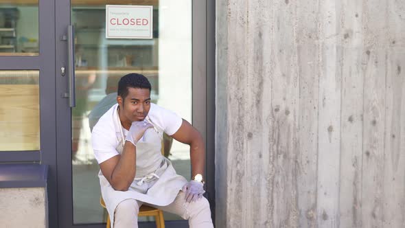 Hopeless Man Is Bewildered That His Store Is Closed. alt