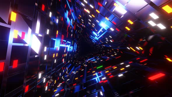 VJ Loop Corridor Extending Into Infinity with Multicolored Lights alt