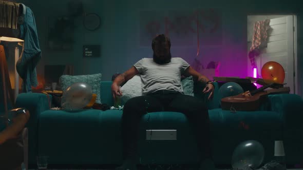 Adult Man Having Party at Home alt