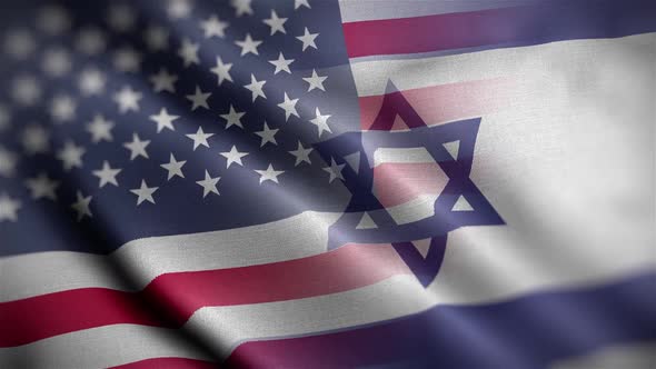 USA Israel Flag Mix Textured Waving Close Up Background HD alt