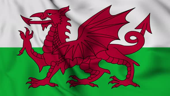 Wales flag seamless closeup waving animation