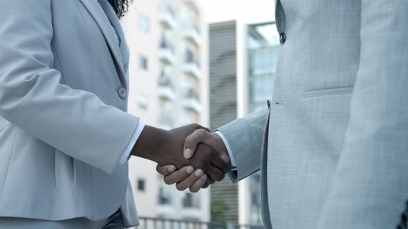 Slow Motion Shot of African American Colleagues Meeting Outdoor alt