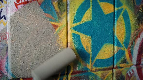 Graffiti Is Painted Over - Community Service, Improving Neighborhood Concept alt