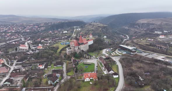 Famous Attraction Gothic Corvin Castle in Hunedoara Transylvania Romania alt