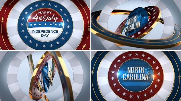 North Carolina Fourth of July Independence Day United States of America State Map with Flag 4K alt