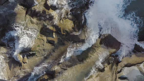 Mountain Creek and Stone Rapidsw. Rapid Flow of Water. Waterfall in the Autumm alt