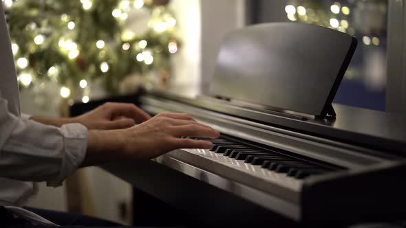 A musician is afraid to start playing the piano because of doubts or self-doubt alt