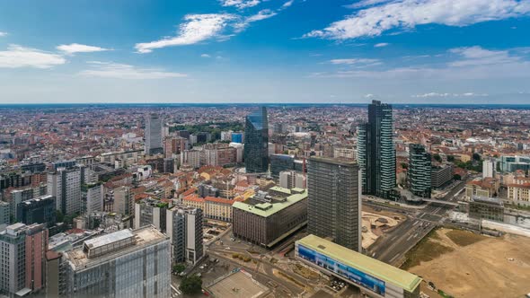 Milan Aerial View of Modern Towers and Skyscrapers and the Garibaldi Railway Station in the Business alt