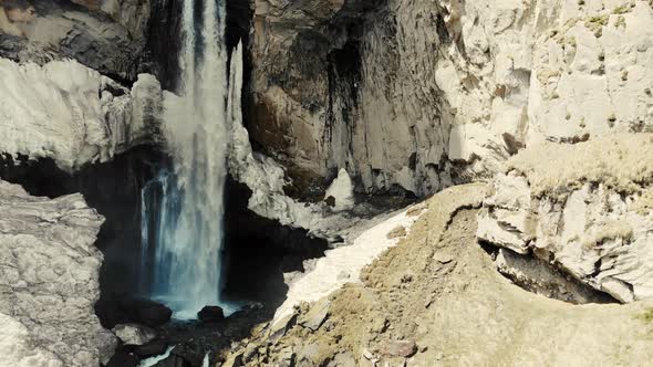Aerial View of Mountain Waterfall Elbrus Region alt