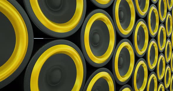 hi-fi stereo speakers dance beat music Red blue gold oop background 4k alt
