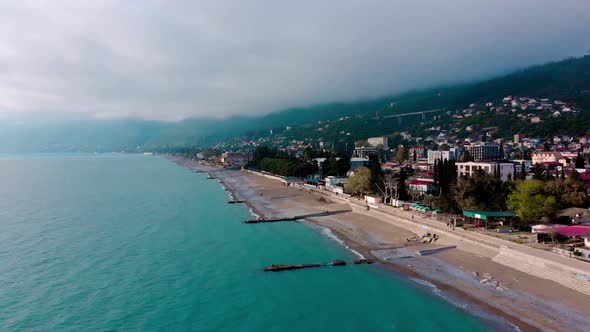 Aerial View of Gagra Town in Abkhazia