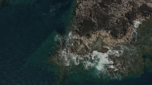 Aerial Survey Above the Atlantic Ocean in Tenerife, Canary Islands, the Rocks Los Gigantos alt