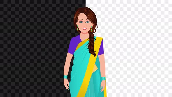 2D Indian Female Cartoon Character Talking in Alpha Channel by ArifGFX