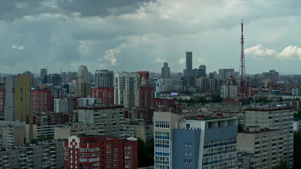 Aerial View of the City Before a Thunderstorm alt