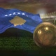 Kosovo Flag With Football And Cup Background Loop 4K - VideoHive Item for Sale