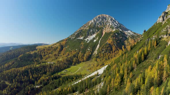 4K Aerial View Footage of Mountain Landscape on Sunny Autumn Day