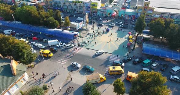 Panoramic Aerial Drone View of City