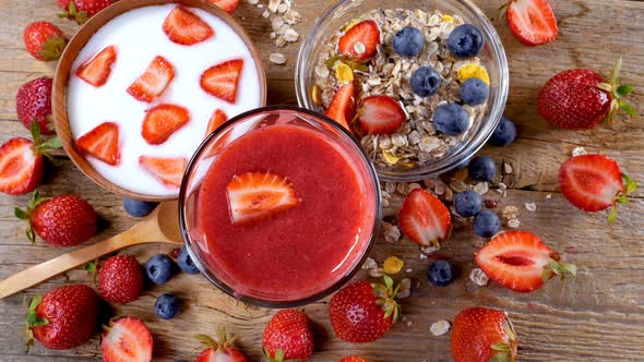 Healthy Breakfast with Strawberry Smoothie