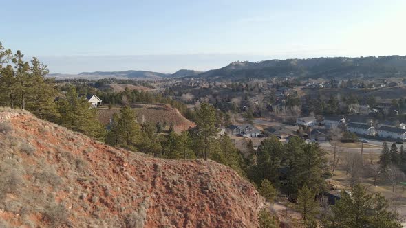 Aerial view of suburbs neighborhood in Rapid City near Blackhills South Dakota alt