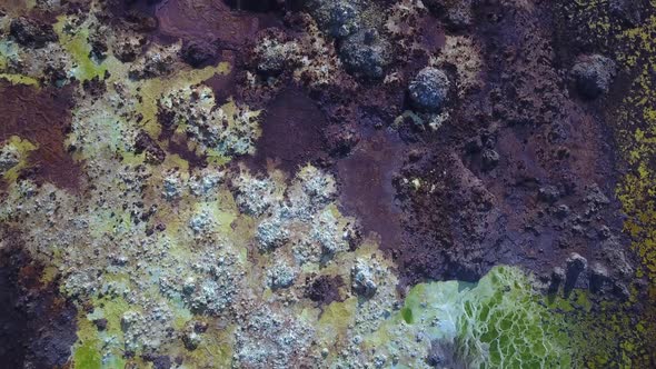 Spectacular drone view of unique hydrothermal depression, crazy abstact colours. Dallol Volcano, Eth alt