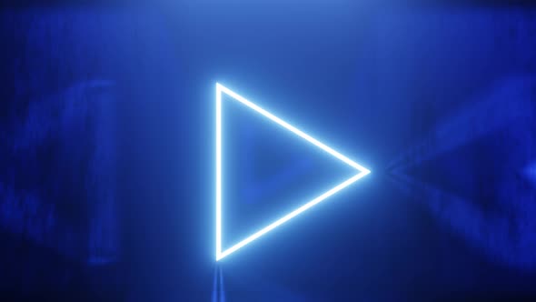 Abstract seamless loop of 3D render neon triangle.