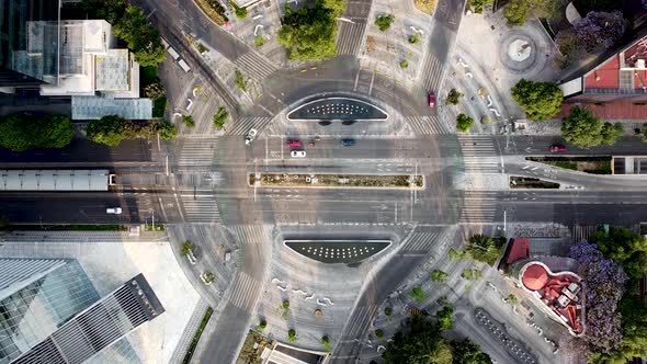Aerian view of Insurgentes avenue in Mexico city during COVID 19 pandemic alt