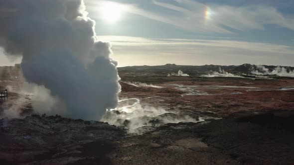 Aerial View of Geothermal Springs in Iceland in Early Spring alt