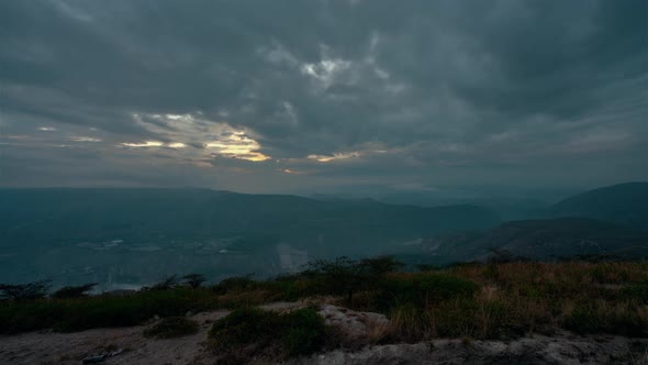 Sunrise over the mountains of the Ecuadorian capital