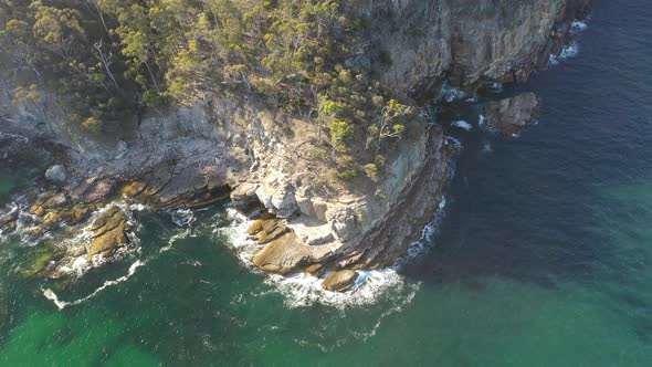 Alum Cliffs Seascape, Taroona, Tasmania Aerial Drone 4K