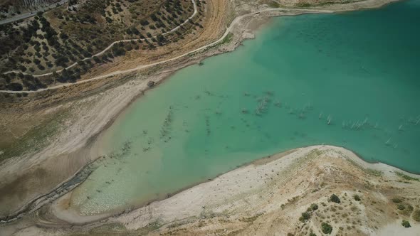 Aerial View Of Drying River Valley