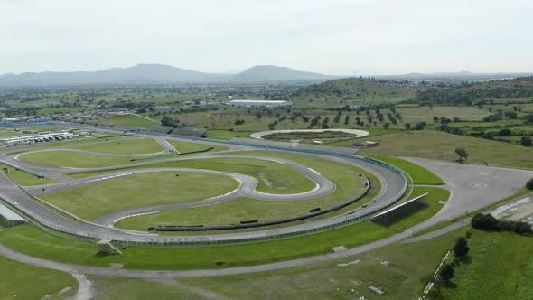 Aerial view of AIMA racetrack in Amozoc Puebla, Mexico alt