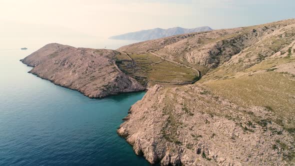 Aerial view of Vela luka bay during the summer, Baska, Croatia. alt
