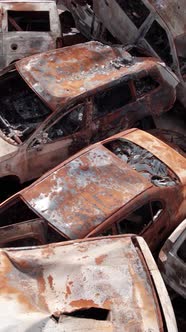Vertical Video of the War in Ukraine  Destroyed Cars alt