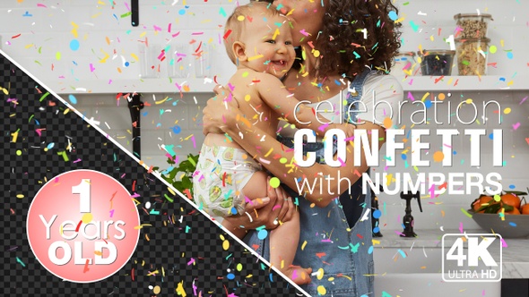 1st Birthday And Anniversary Celebrations Confetti Particles With Number One