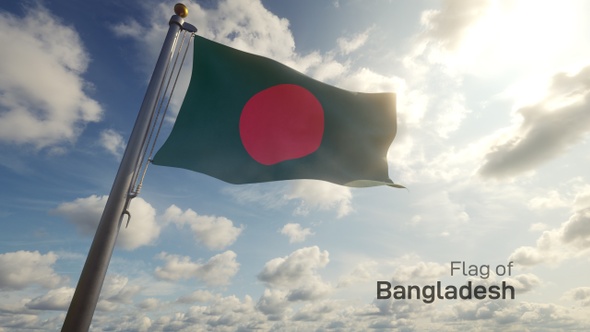 Bangladesh Flag on a Flagpole alt