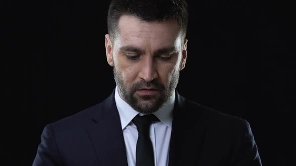 Excited Business Man Looking at Bunch of Dollars, Unbelievable Profitable Deal alt