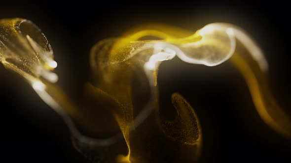 Gold And White Fluid Particles Movement 4k