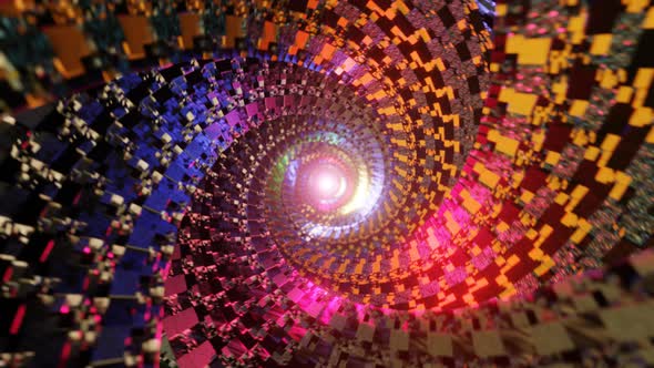 Endless Futuristic Space Tunnel with Neon Lights alt